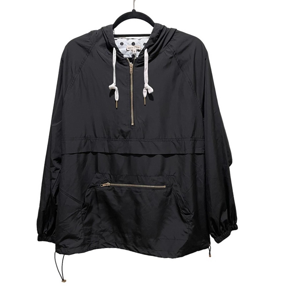 Main Strip Windbreaker Jacket Polka Dot Lining Black Size Medium